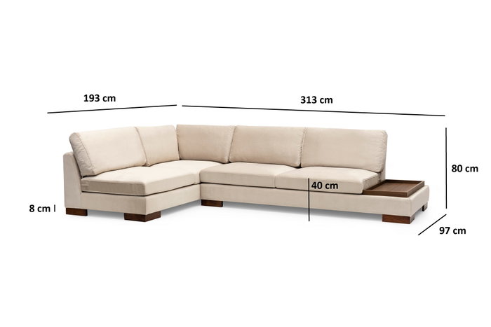 Atelier Del Sofa Tulip Sofá Esquinero Izquierdo con Puf - Beige Atelier Del Sofa Tulip Sofá Esquinero Izquierdo con Puf - Beige